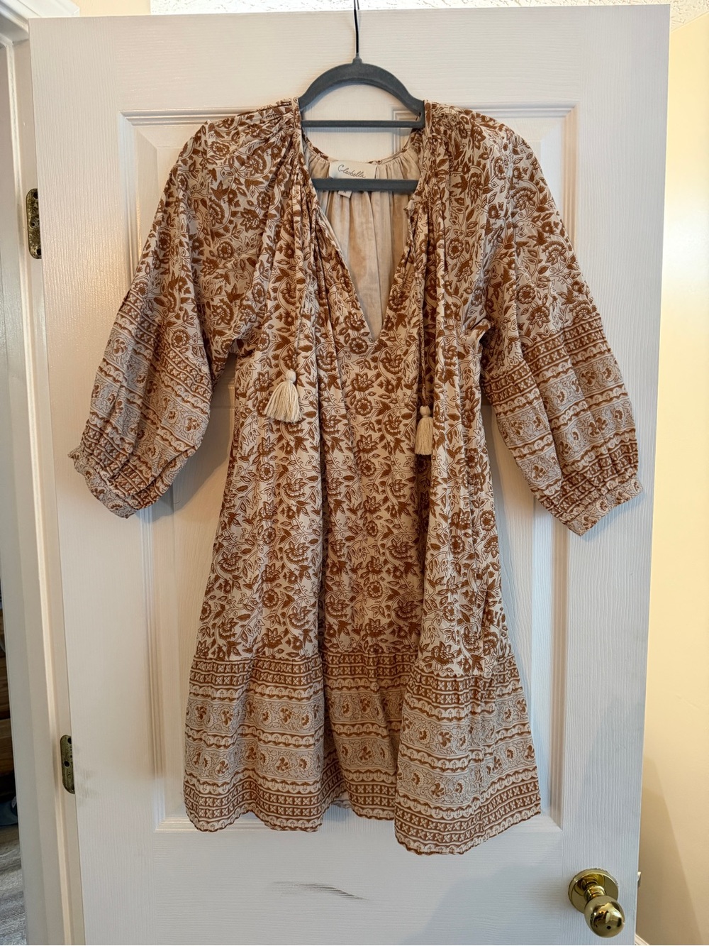 Cleobella Rosy Puff Sleeve Boho Floral Print Mini Dress Size Medium